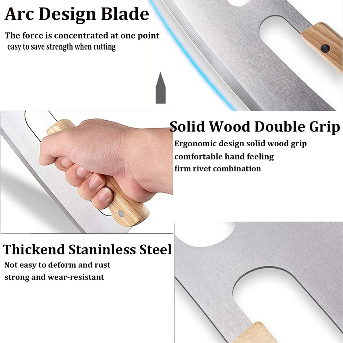 14 Inch Pizza Cutter Rocker Blade with Wooden Handles