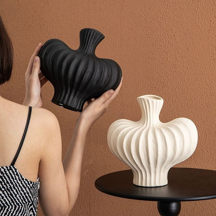 Ribbed Sculptural Vase for Elevated Modern Home Decor