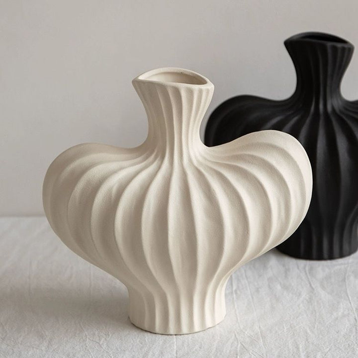 Ribbed Sculptural Vase for Elevated Modern Home Decor