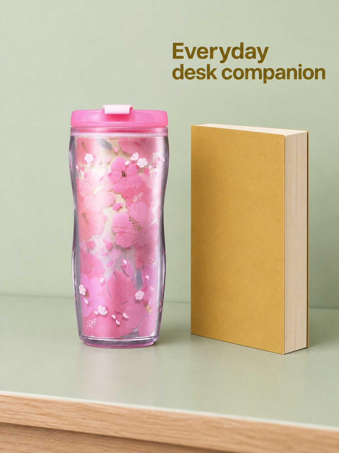 Plastic Coffee Cup with Cherry Blossom Print for Office
