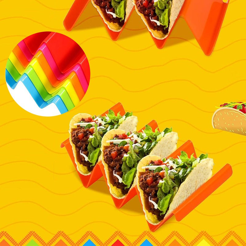 Multi-Color Plastic Taco Holder Set Keeps Tacos Upright
