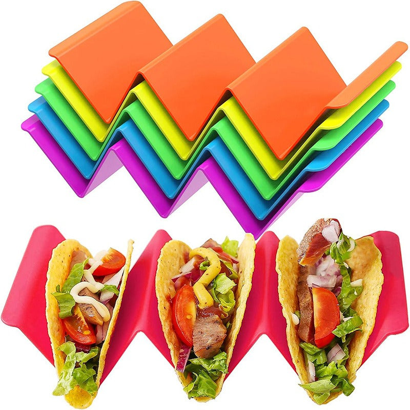 Multi-Color Plastic Taco Holder Set Keeps Tacos Upright