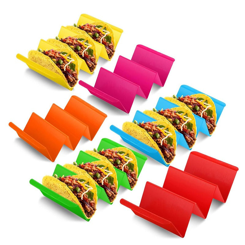 Multi-Color Plastic Taco Holder Set Keeps Tacos Upright