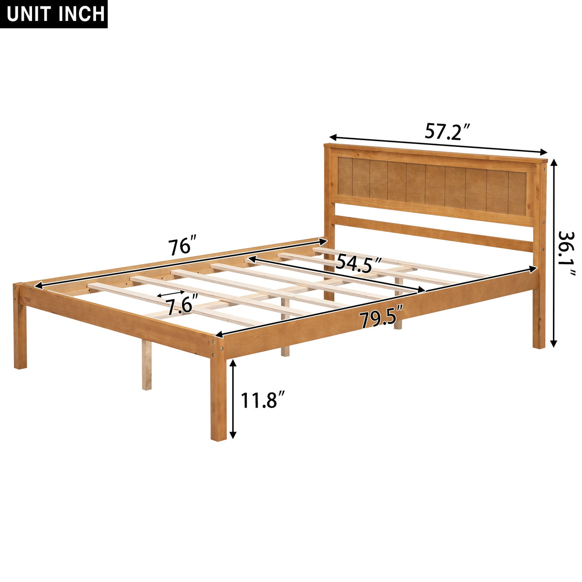 Full Size Platform Bed Frame with Wood Slat Support