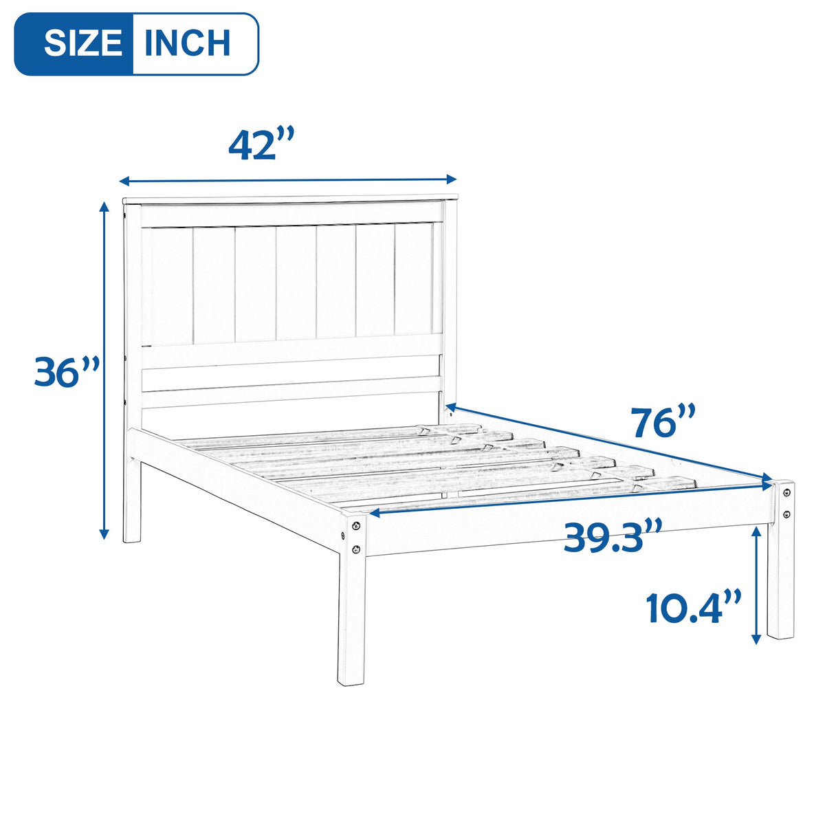 Espresso Twin Platform Bed Frame with Headboard & Slats