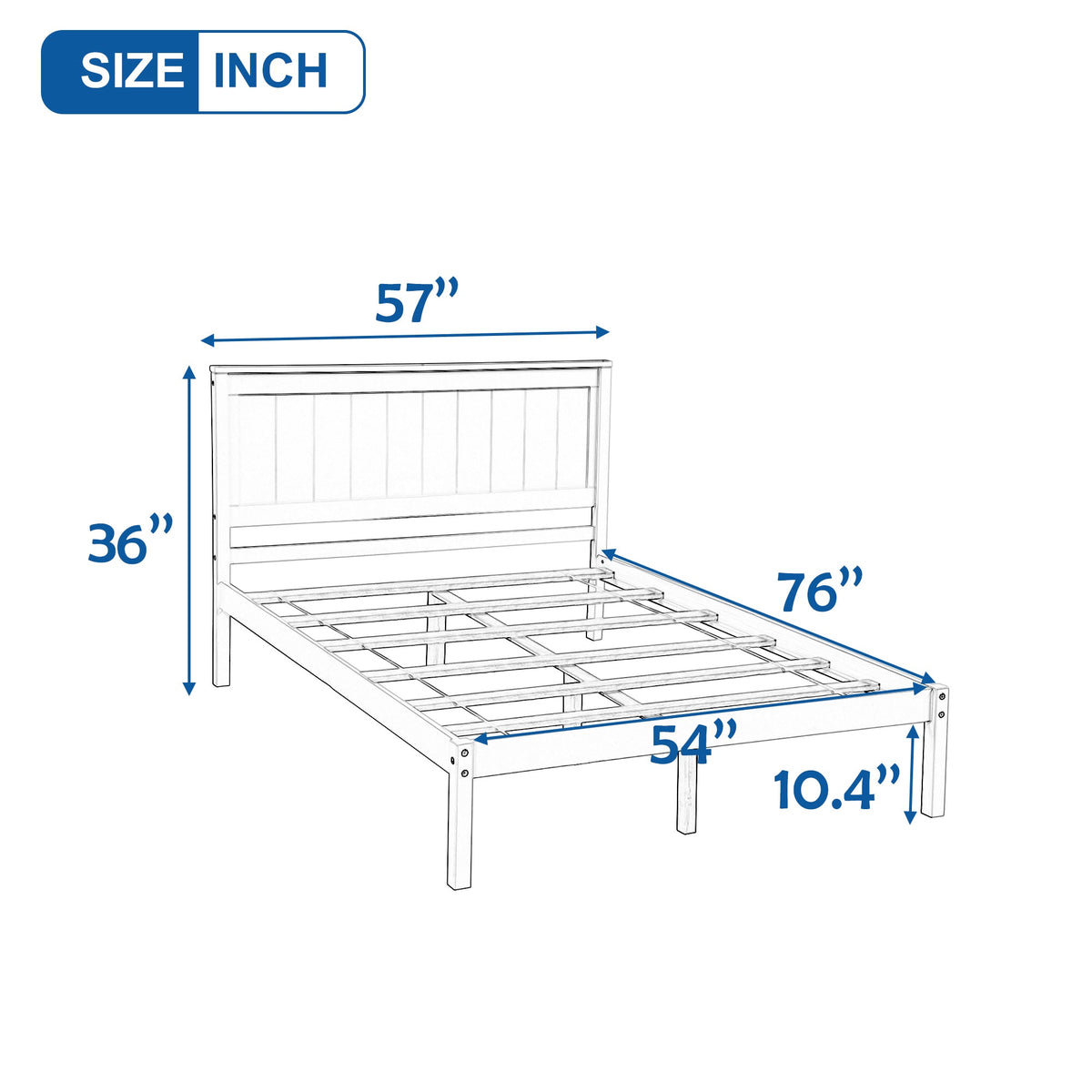 Full Platform Bed Frame with Headboard, No Box Spring