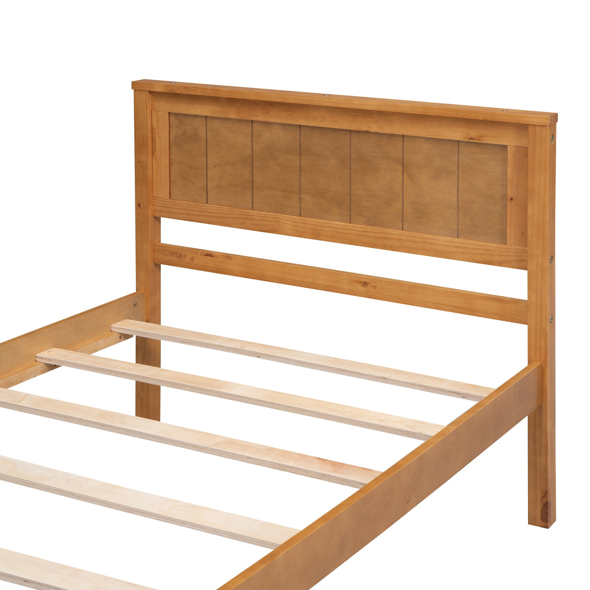 Oak Platform Bed Frame with Headboard, Twin Size