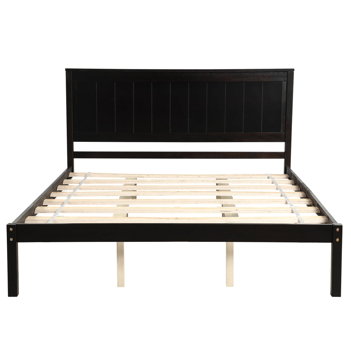 Queen Platform Bed Frame with Wood Slats, No Box Spring