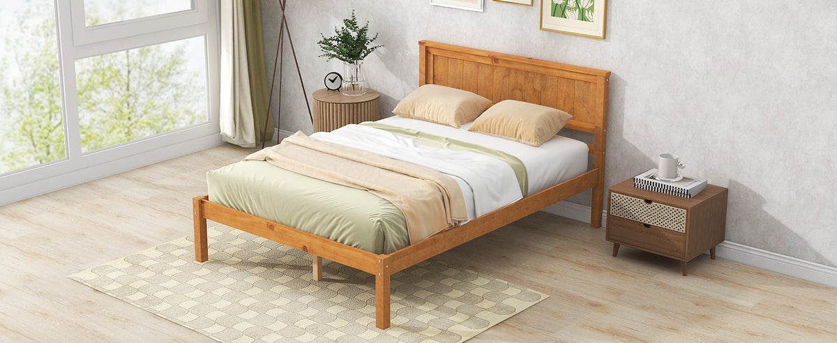 Full Size Platform Bed Frame with Wood Slat Support
