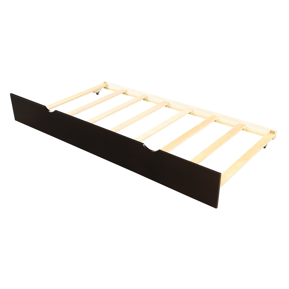 Twin Platform Bed with Trundle, Espresso Wood Frame