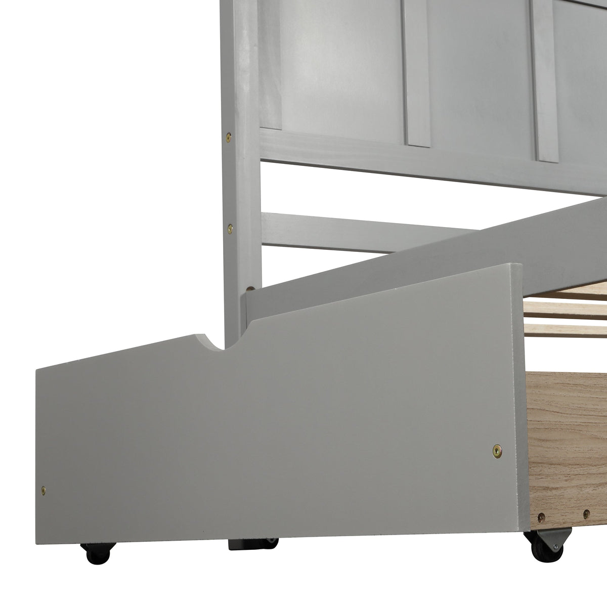 Twin Platform Bed Frame with Rolling Storage Drawers