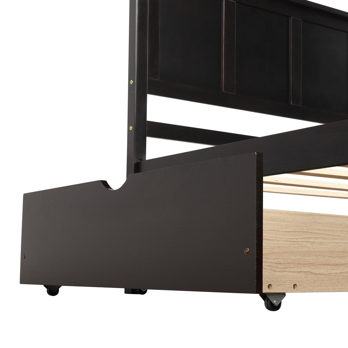 Twin Platform Bed with Rolling Storage Drawers, Espresso