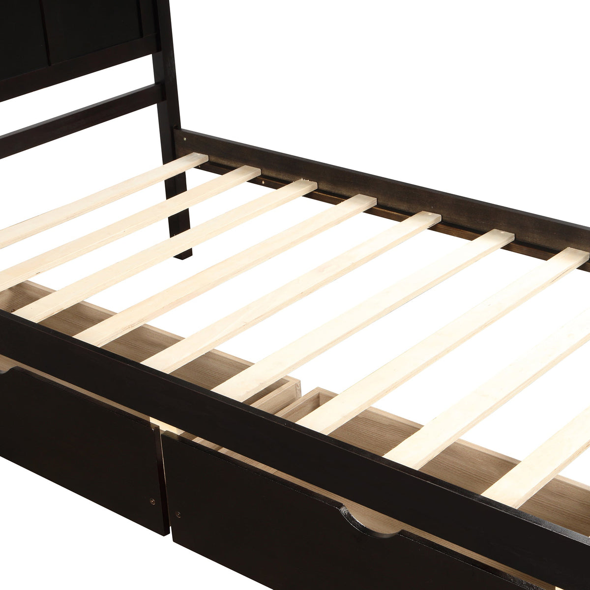 Twin Platform Bed with Rolling Storage Drawers, Espresso