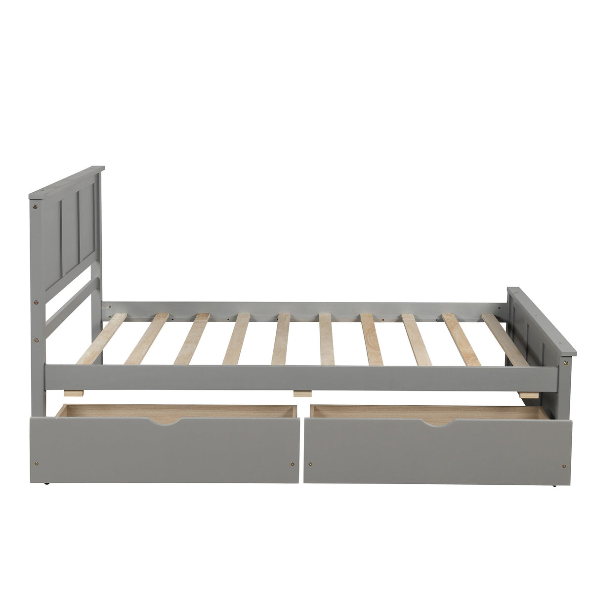 Twin Platform Bed Frame with Rolling Storage Drawers