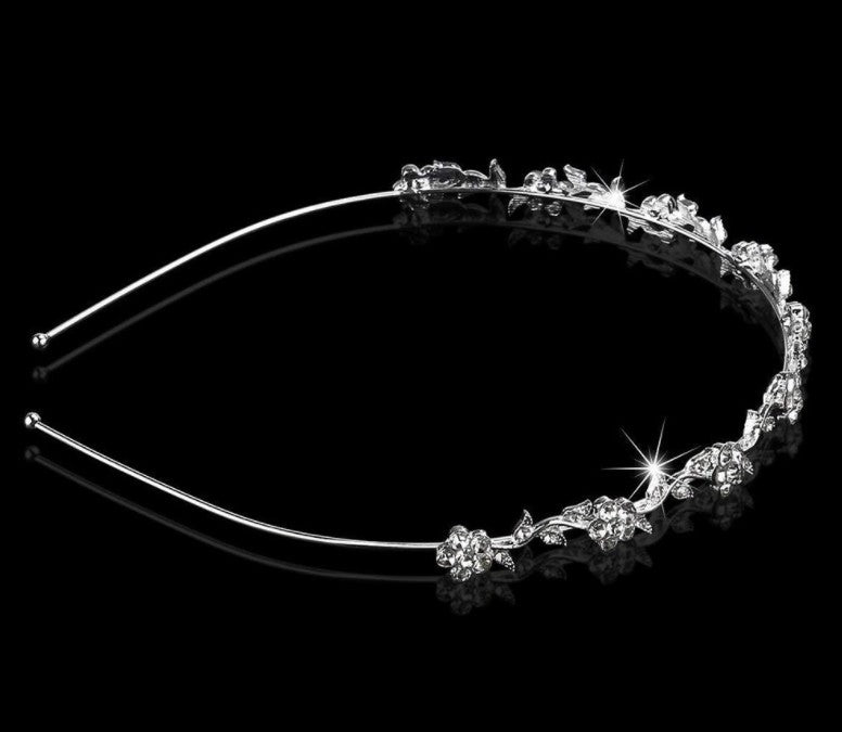 Plum Blossom Rhinestone Bridal Headband for Weddings