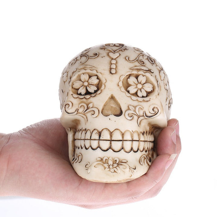 Plum Blossom Skull Ornament for Gothic Shelf Decor