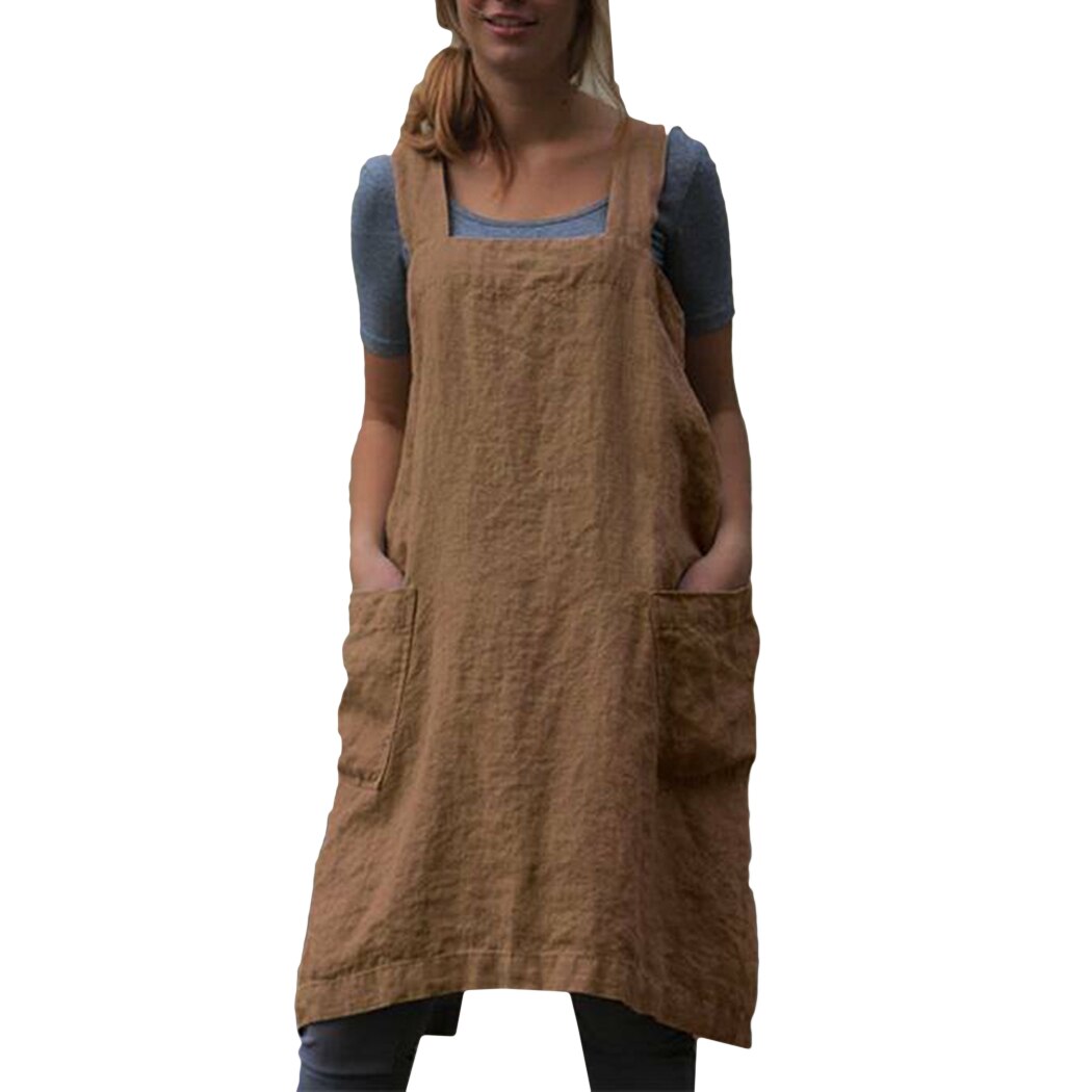 Plus Size Summer Dress with Pockets, Cotton-Linen Look