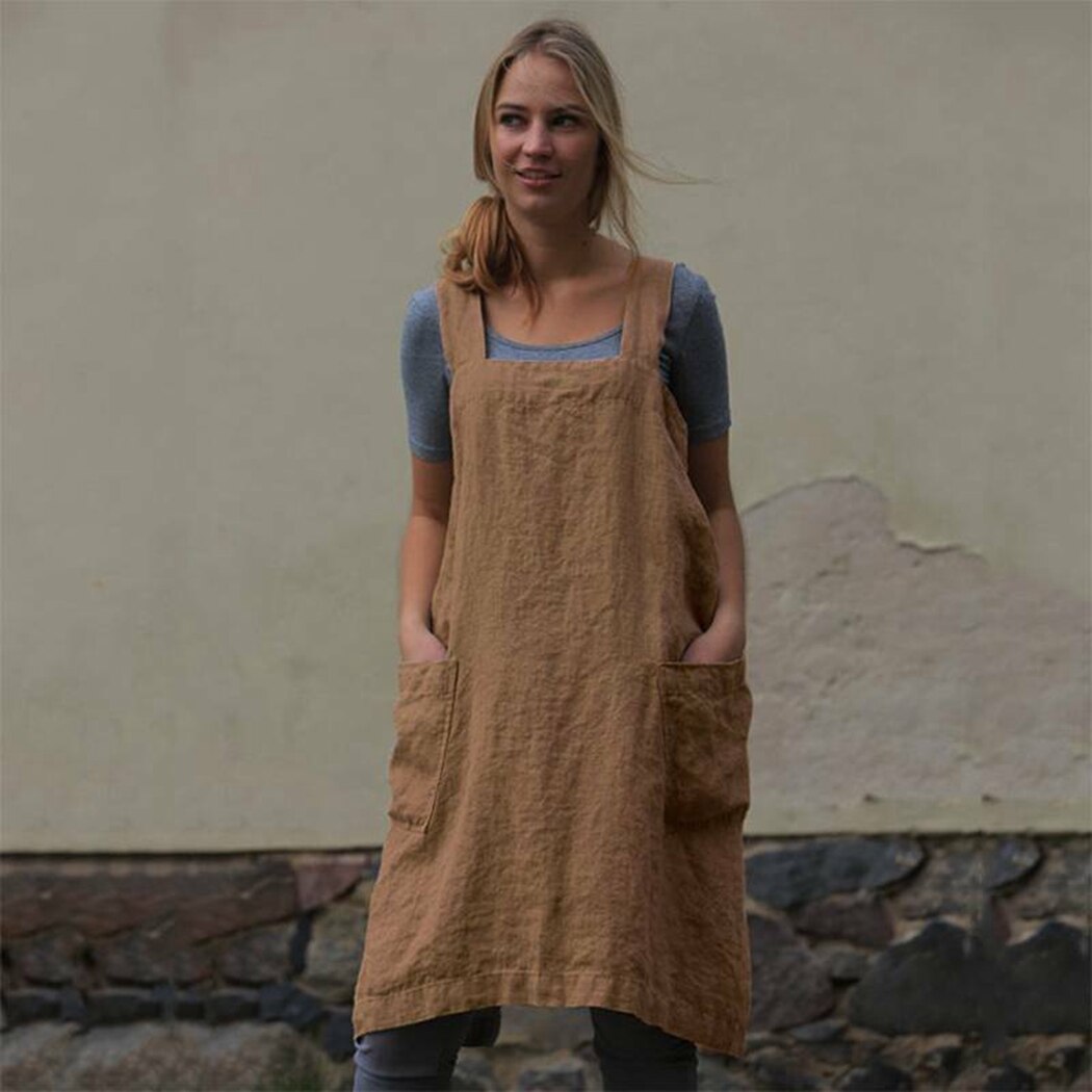 Plus Size Summer Dress with Pockets, Cotton-Linen Look