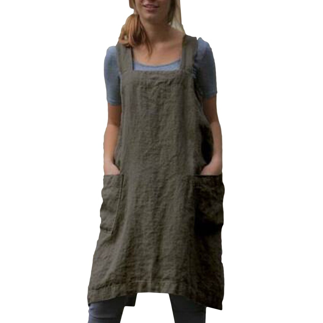 Plus Size Summer Dress with Pockets, Cotton-Linen Look