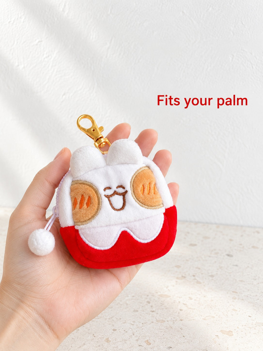 Kawaii Plush Rabbit Bread Bag Charm & Mini Zip Pouch
