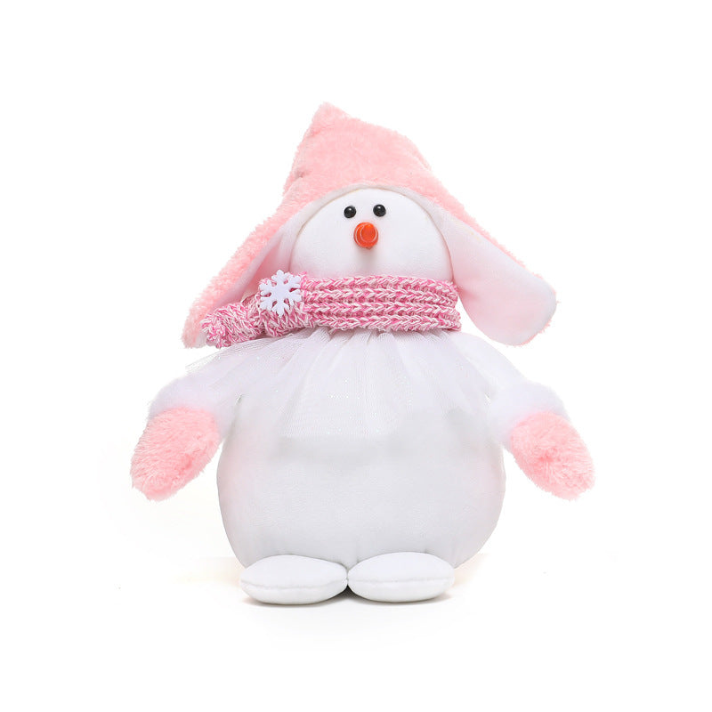 Plush Snowman Doll Pair for Cozy Christmas Holiday Decor