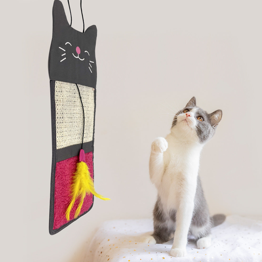 Cat Scratching Pad & Feather Toy for Sofa Protection