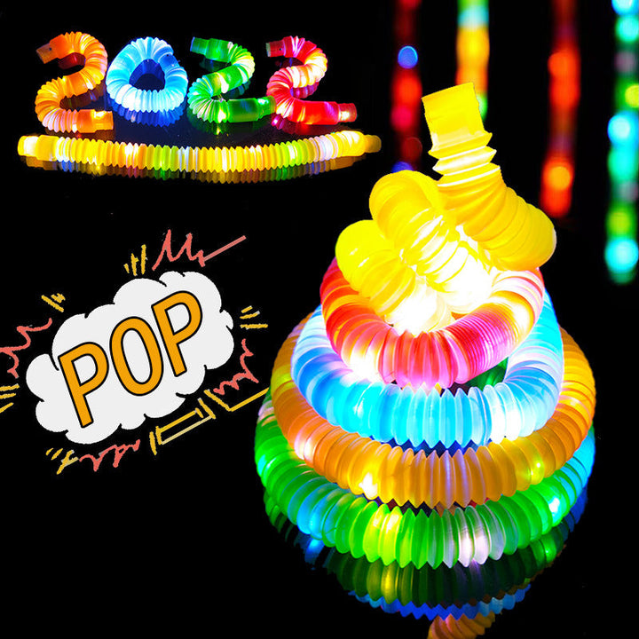 Pop Tube Sensory Fidget Toys With Colorful LED Lights