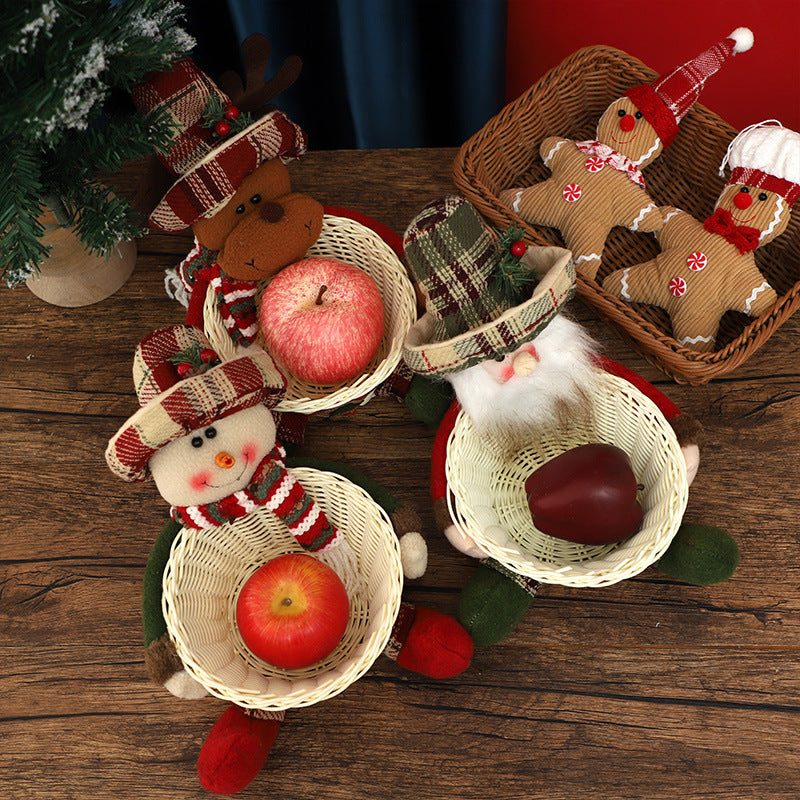 Christmas Candy Basket Decor With Plush Character Gift
