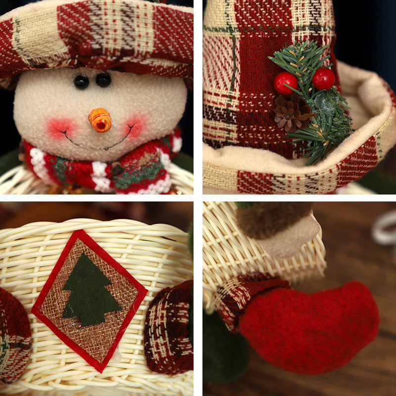 Christmas Candy Basket Decor With Plush Character Gift