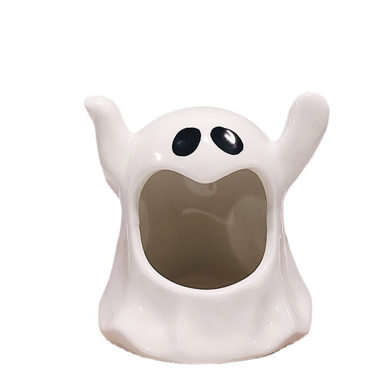 Ceramic Ghost Candle Holder for Halloween Ambiance
