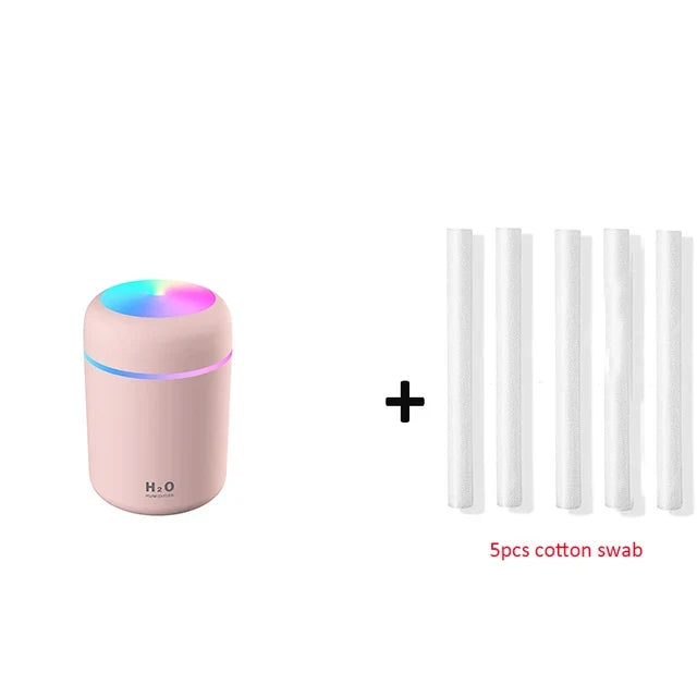 Portable USB Humidifier with Romantic Color Light, 300ml