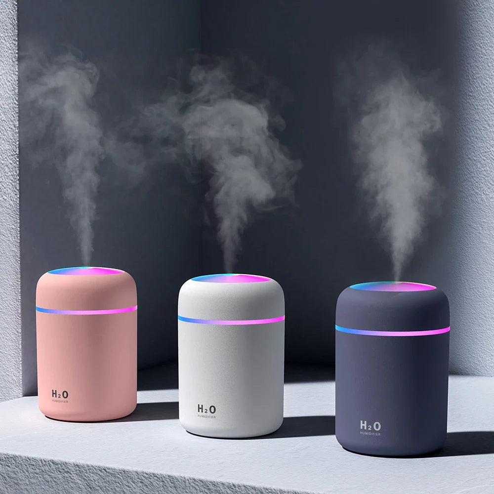 Portable USB Humidifier with Romantic Color Light, 300ml