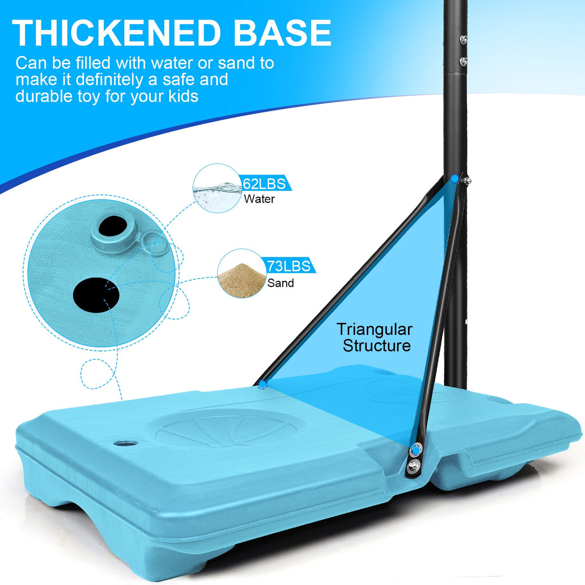 Portable Basketball Hoop with Fillable Base and Wheels