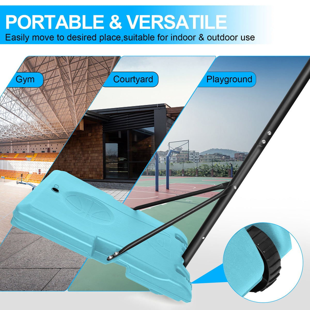 Portable Basketball Hoop with Fillable Base and Wheels
