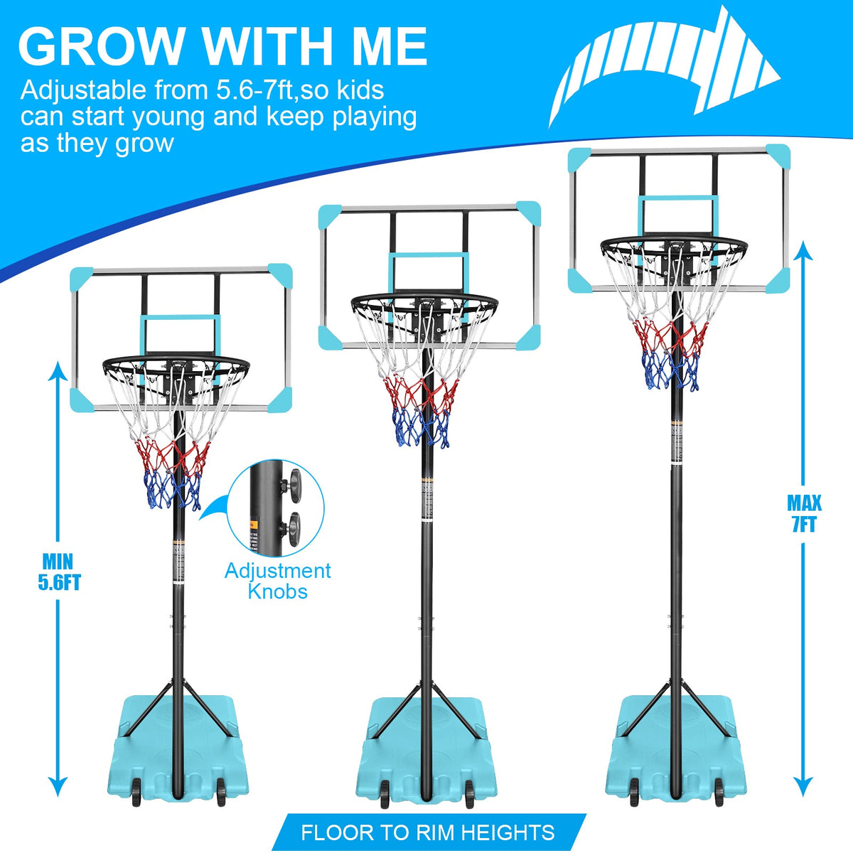 Portable Basketball Hoop with Fillable Base and Wheels