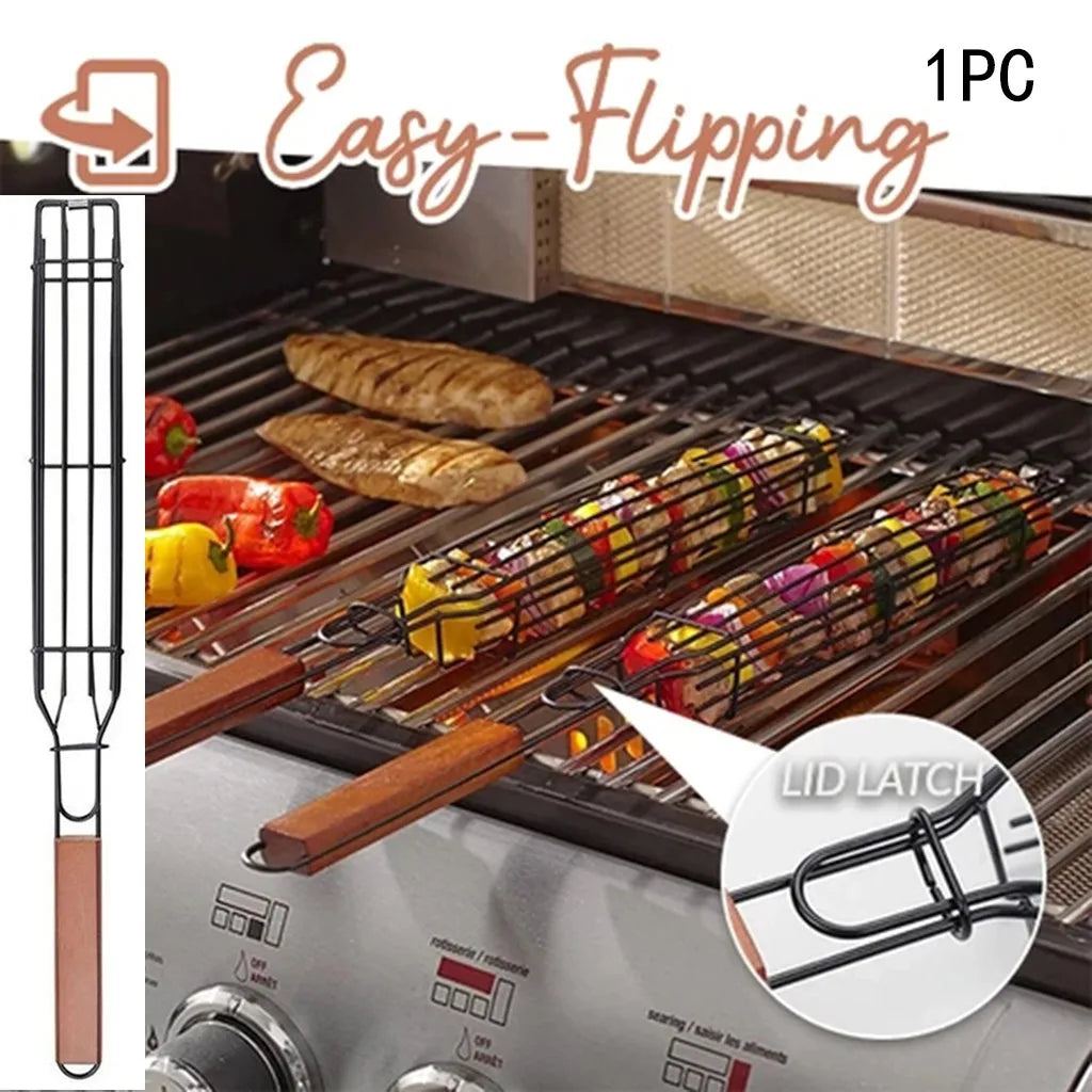 Non-Stick Flip Grill Basket for Veggies and Small Meats