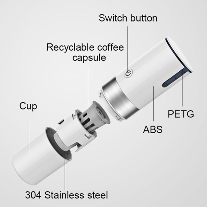 Portable Coffee Maker: Brew Anywhere, USB Rechargeable