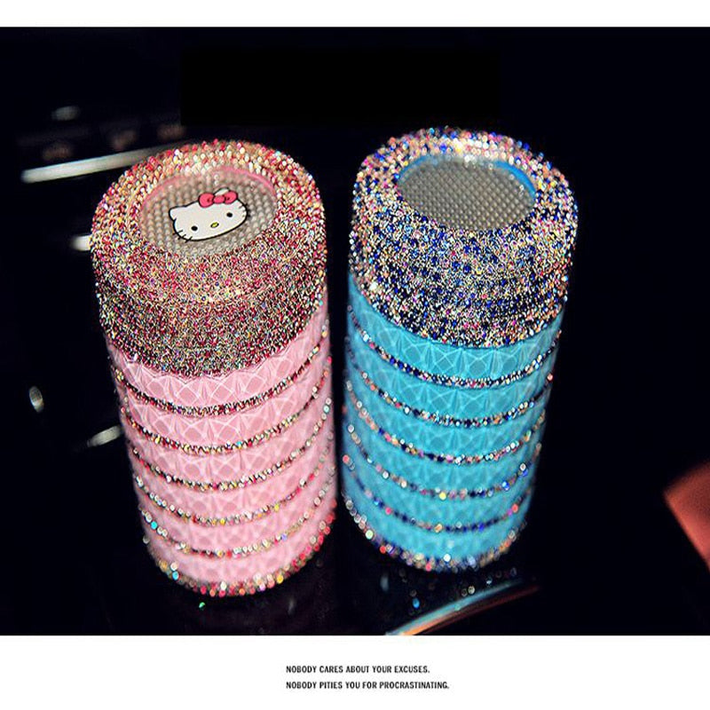 Hello Kitty Car Ashtray with LED Light and Crystals