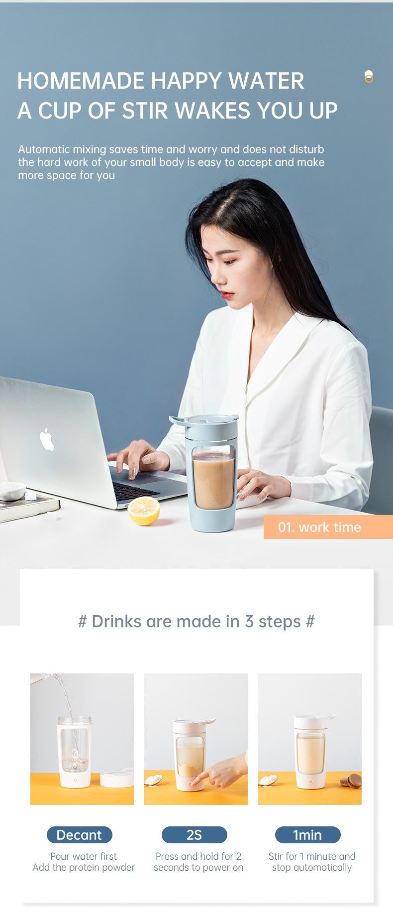 Portable Smoothie Blender Bottle for Gym and Commute