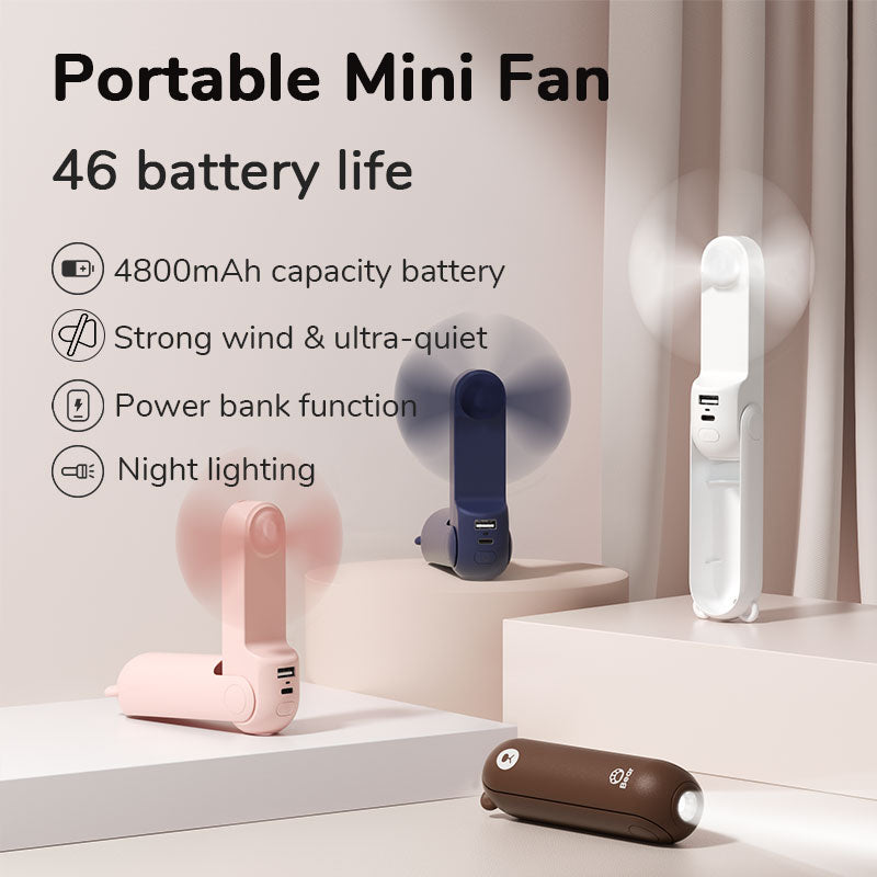 Portable Handheld Fan with Power Bank and Night Light