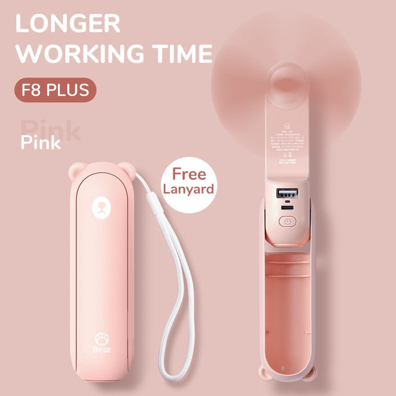 Portable Handheld Fan with Power Bank and Night Light
