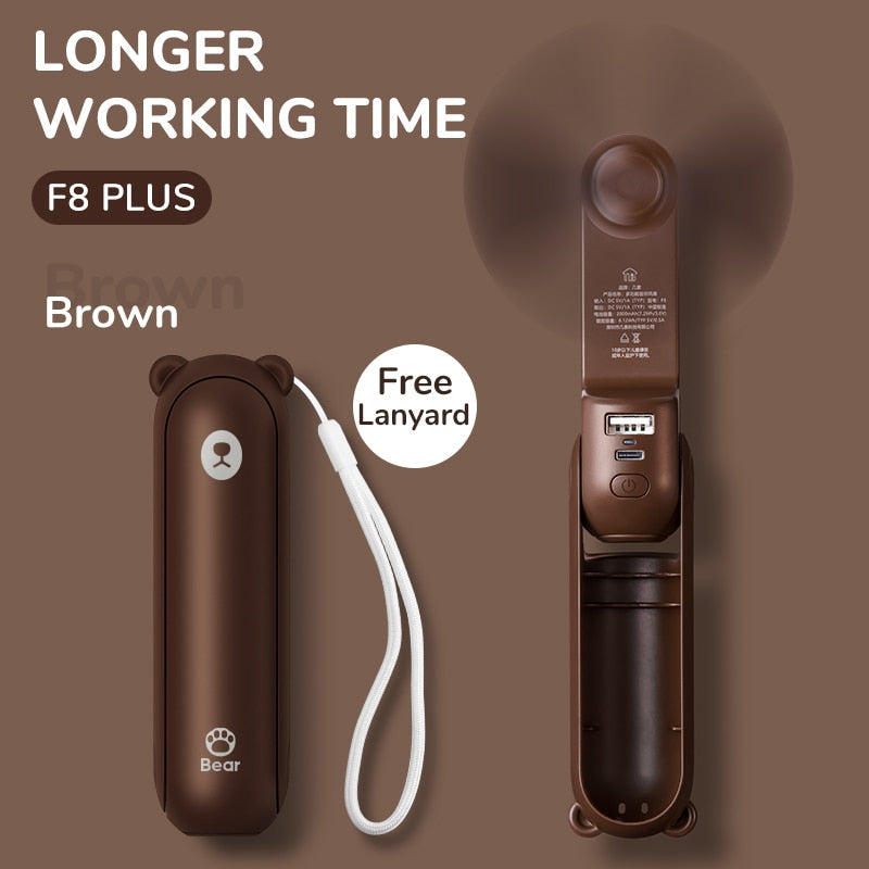Portable Handheld Fan with Power Bank and Night Light