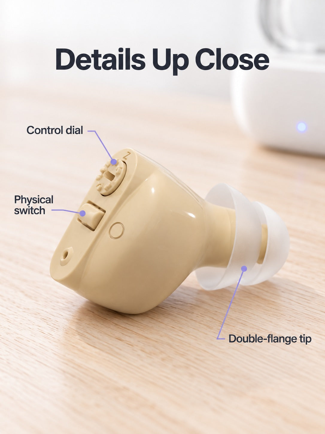 Portable Hearing Amplifier: Rechargeable, 30-Hour Battery