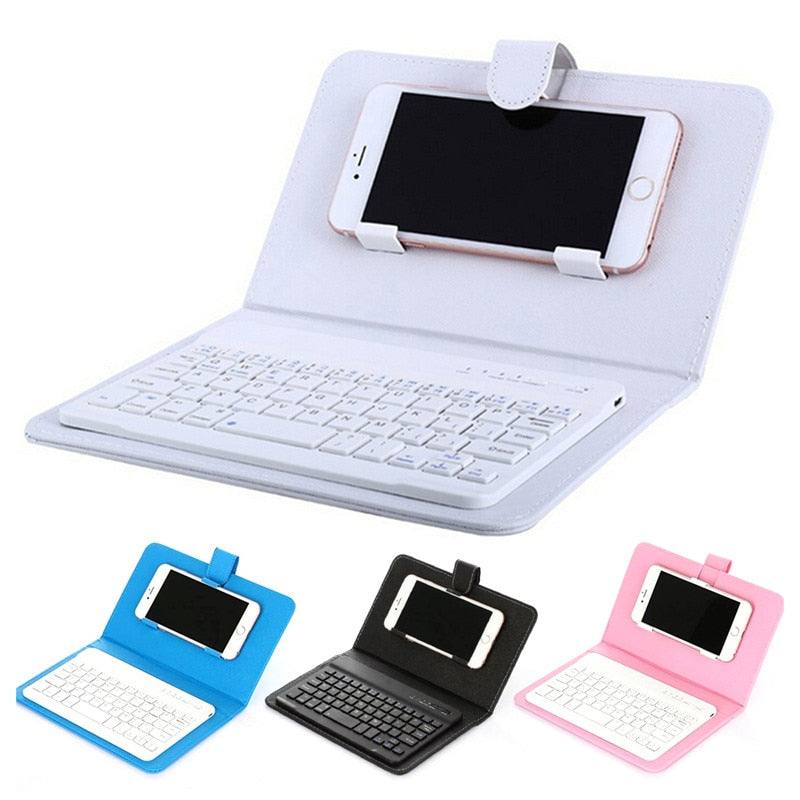 Bluetooth Keyboard Phone Case with PU Leather Folio