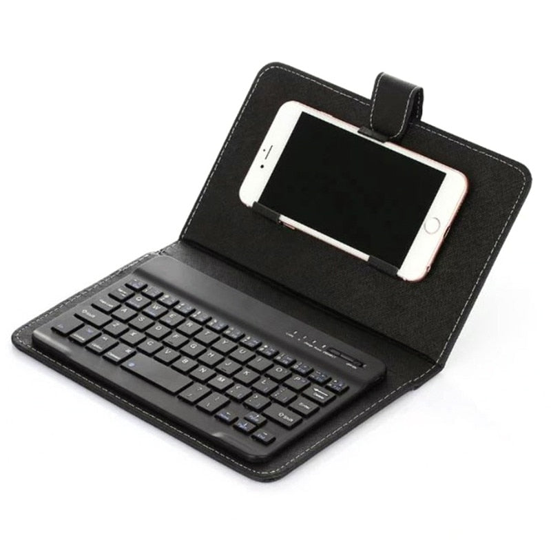 Bluetooth Keyboard Phone Case with PU Leather Folio