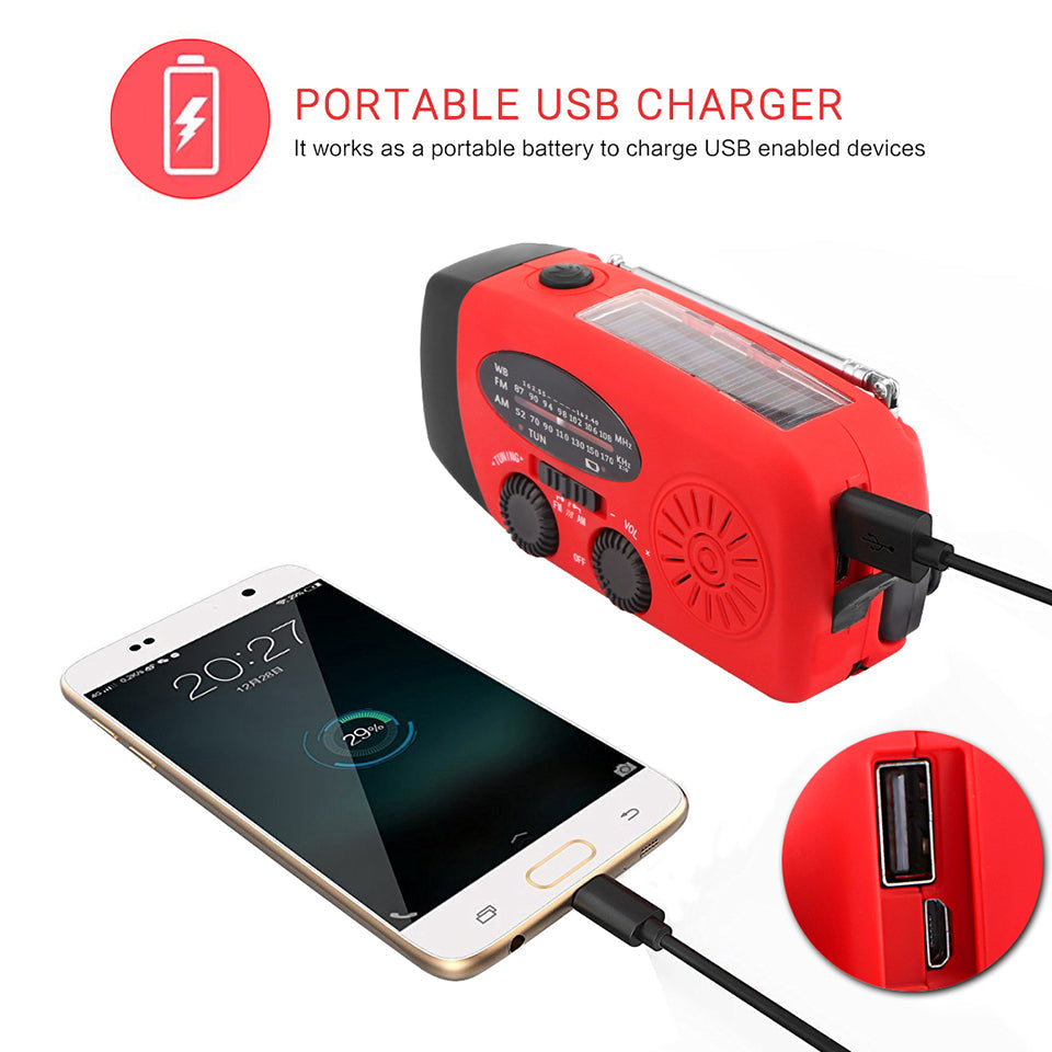 Hand Crank Solar Emergency Radio with Phone Charger
