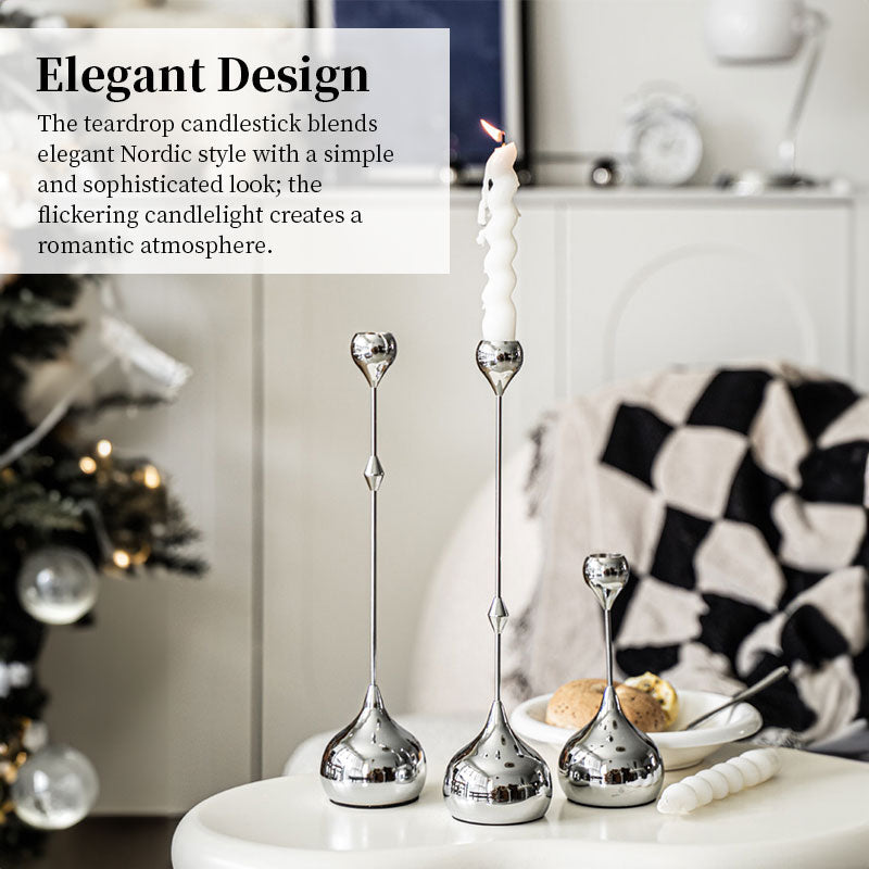 Silver Metal Candelabra Set, Sculptural Table Centerpiece