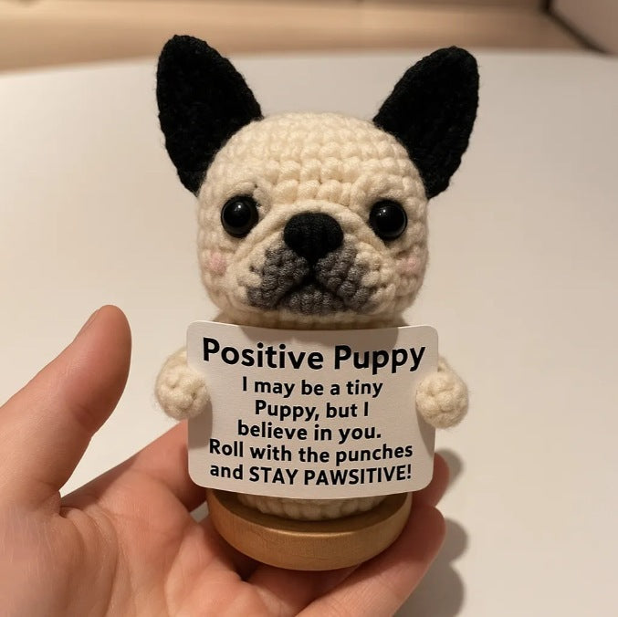 Positive Crochet Puppy Figurine for Daily Positivity