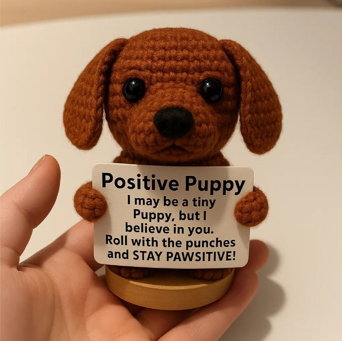 Positive Crochet Puppy Figurine for Daily Positivity