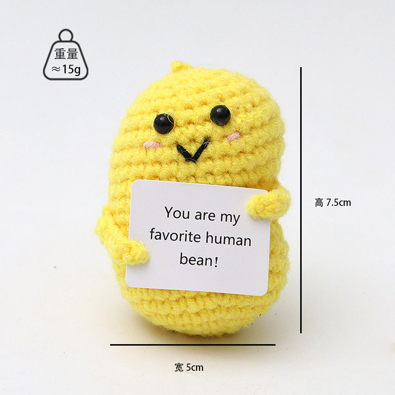 Crocheted Encouragement Doll for Cheerful Desk Decor